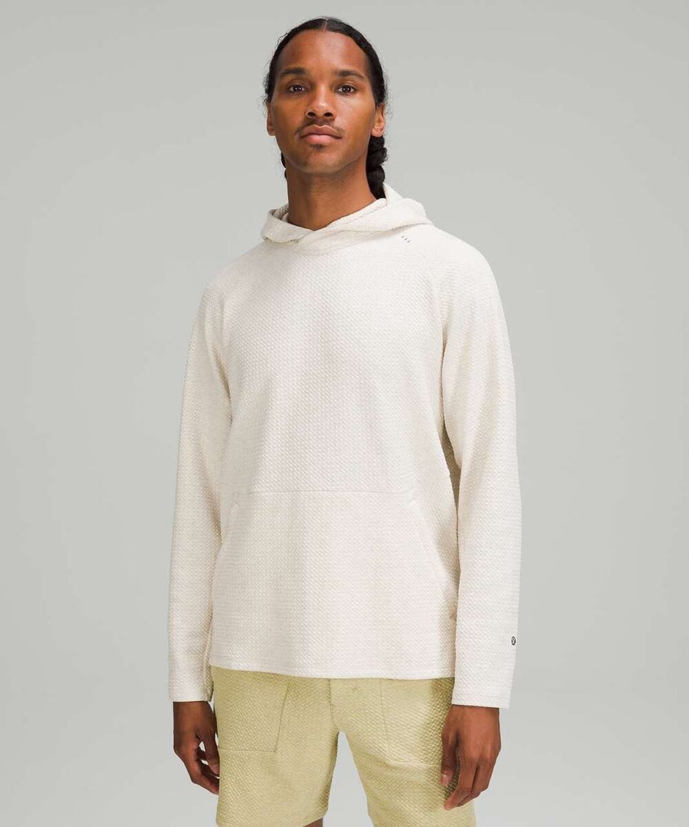 Lululemon White Textured Hooded Pullover Hoodie Women’s S/M